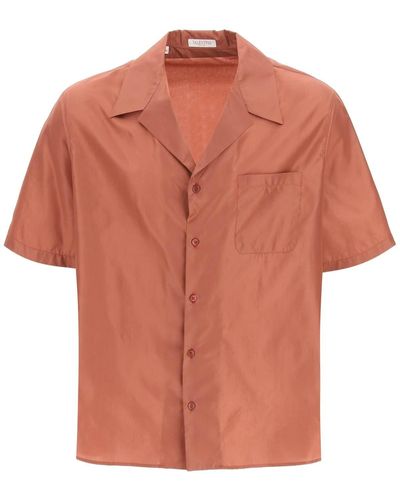 Valentino Washed Taffetas Short-sleeved Shirt - Orange
