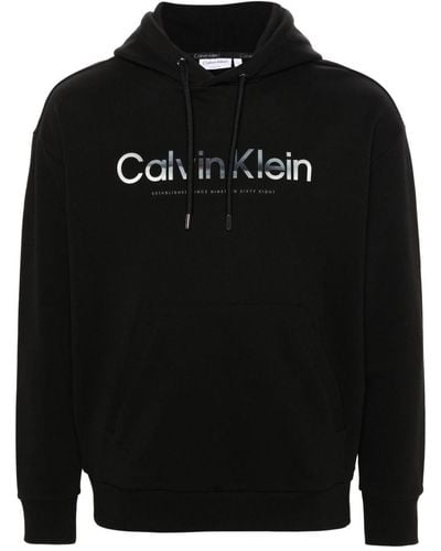 Calvin Klein Logo-printed Cotton Hoodie - Black