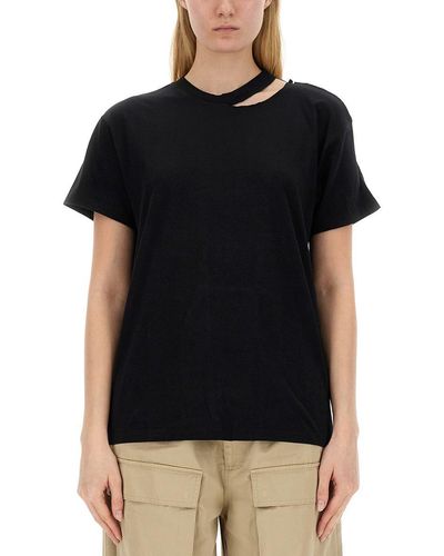 MM6 by Maison Martin Margiela T-shirt With Cut Out Detail - Black