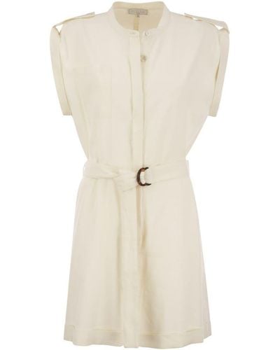 Antonelli Linen And Cotton Blend Overalls - Natural