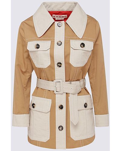 Marni Beige And White Cotton Jacket - Natural