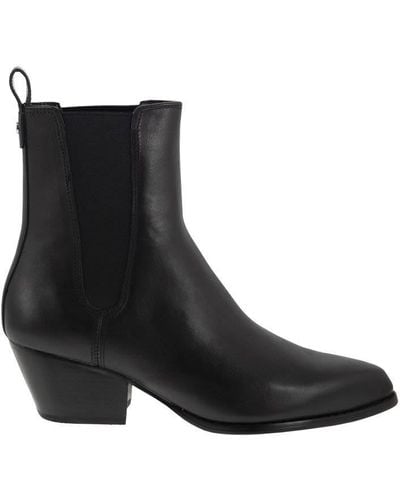 Michael Kors Kinlee Leather And Stretch Knit Ankle Boot - Black