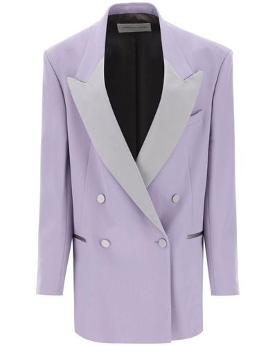 Dries Van Noten Bliss Tux Double-Breasted Tuxedo Blazer - Purple