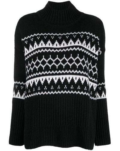 Barbour High-neck Patterned Intarsia-knit Sweater - Black