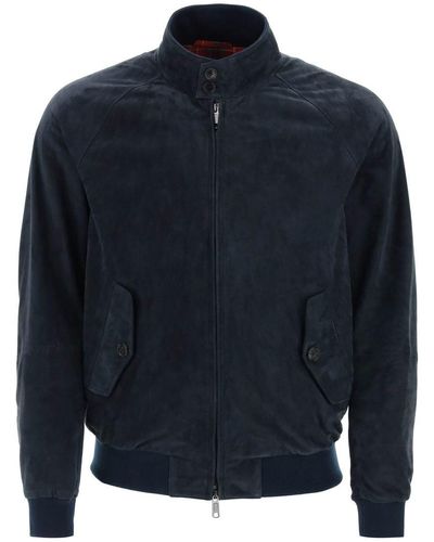 Baracuta G9 Harrington Suede Leather Jacket - Blue