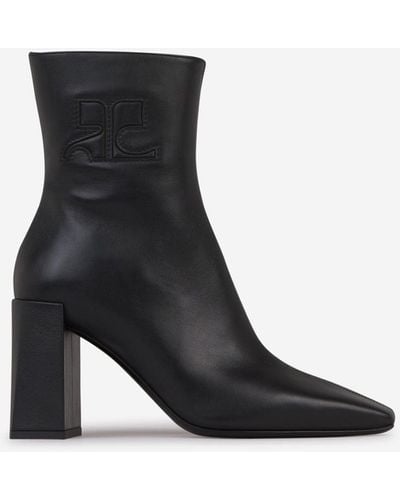 Courreges Heritage Leather Ankle Boots - Black