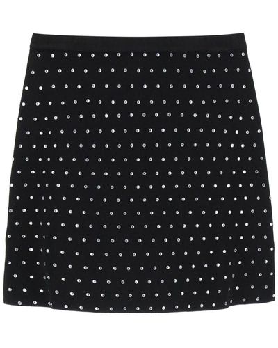GIUSEPPE DI MORABITO Rhinestone Knitted Mini Skirt - Black