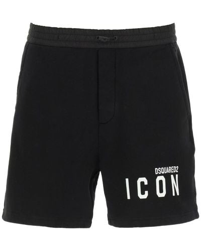 DSquared² Jersey Shorts With Logo - Black