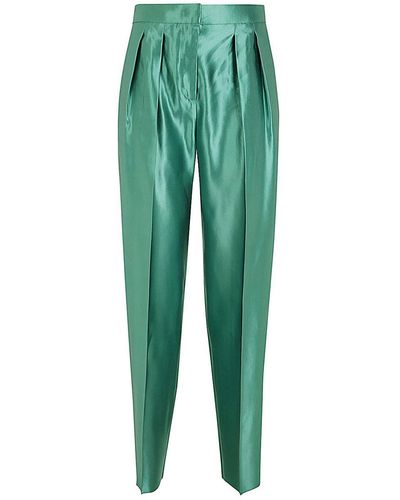 Giorgio Armani Polished Double Pences Pants Clothing - Green