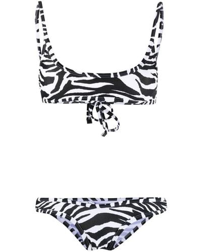 The Attico Zebra Print Bikini Set - White