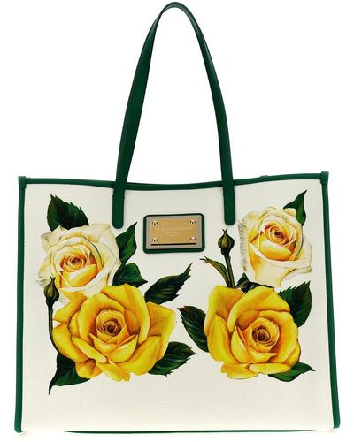 Dolce & Gabbana 'Rose Gialle' Large Shopping Bag - Yellow