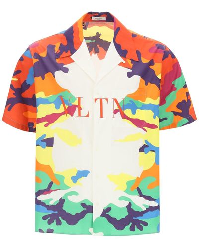 Valentino Short-sleeved Shirt With Camou7 Vltn Print - Multicolor