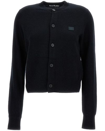 Acne Studios Cardigan With Face Patch - Blue