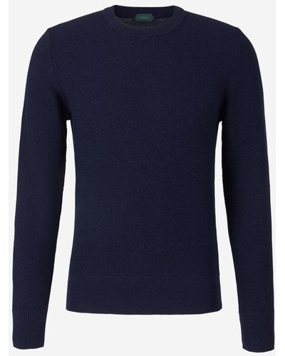 Zanone Textured Knit Sweater - Blue