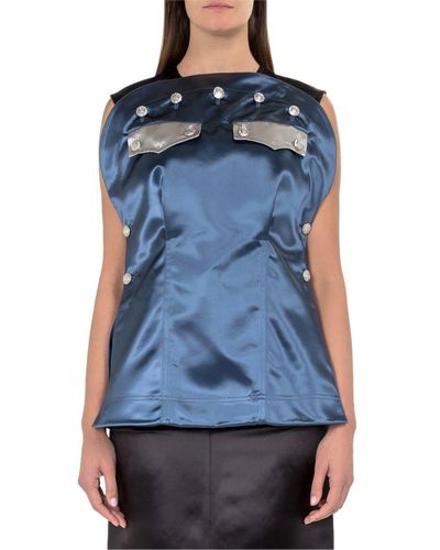 Calvin Klein 205W39Nyc Satin Top With Buttons - Blue