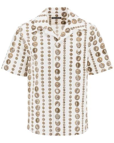 Dolce & Gabbana Coin Print Short Sleeve Shirt - White