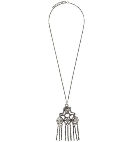 Saint Laurent Talisman Charm Necklace - White