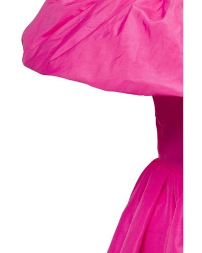 MSGM Pink Off-the Shoulders Mini Dress With Baloon Skirt In Polyester Woman
