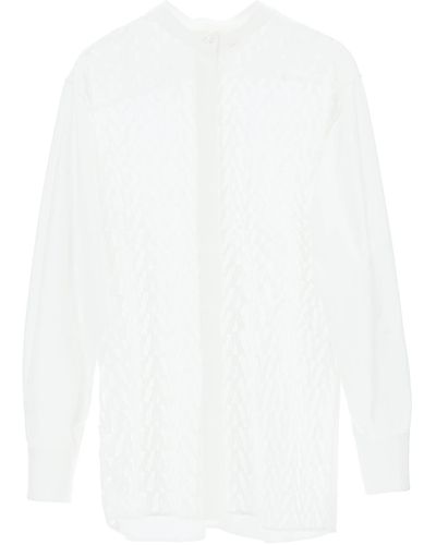 Valentino Oversized Shirt V Optical Lace - White
