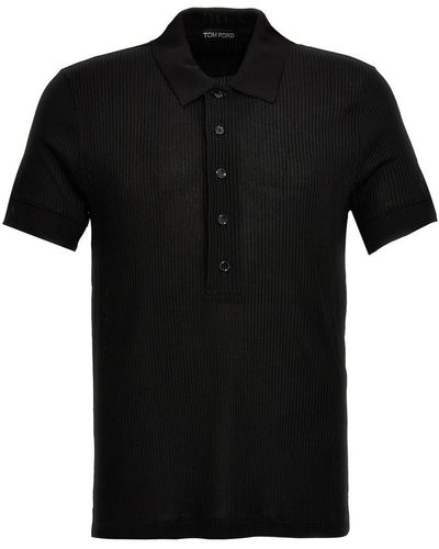 Tom Ford Ribbed Polo Shirt - Black