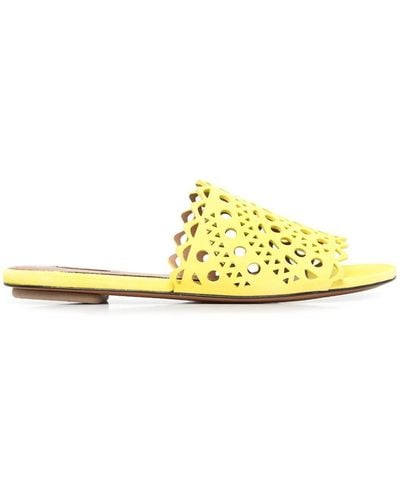 Alaïa Alaia Laser-cut Suede Sandals - Yellow