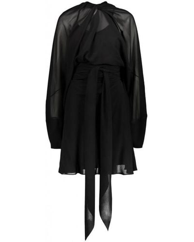 Maison Margiela Long-sleeved Mini Dress In Chiffon Silk Clothing - Black