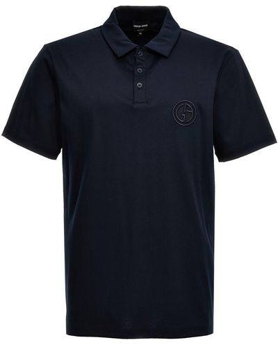 Giorgio Armani Logo Embroidery Polo Shirt - Blue