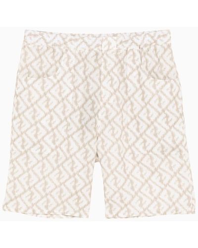 Fendi Beige/white Bermuda Shorts - Natural