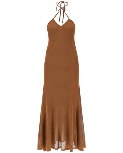 Tom Ford Knitted Halterneck Maxi Dress - Brown