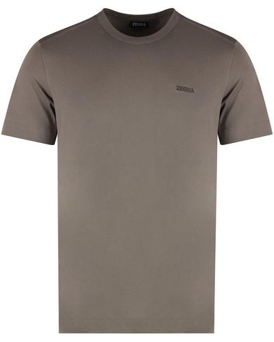 Zegna Cotton Crew-neck T-shirt - Gray