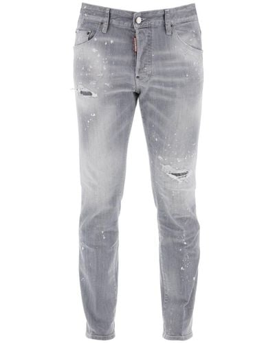 DSquared² Skater Jeans In Gray Spotted Wash