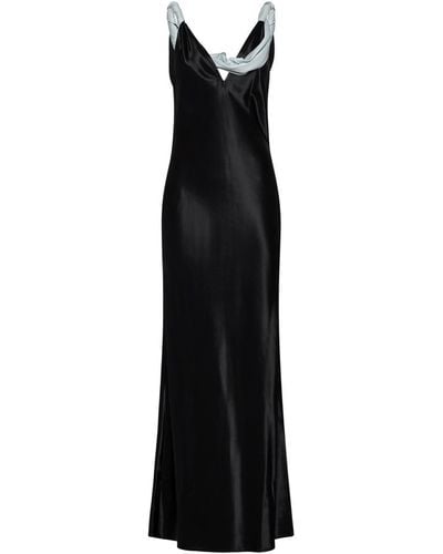 Bottega Veneta Satin Long Slip Dress - Black