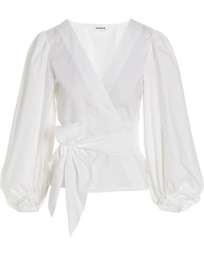 P.A.R.O.S.H. Front Crossover Blouse - White