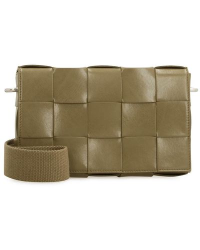 Bottega Veneta Cassette Leather Crossbody Bag - Gray