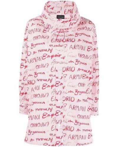 Emporio Armani Striped Logo-print Cotton Blouse - Pink