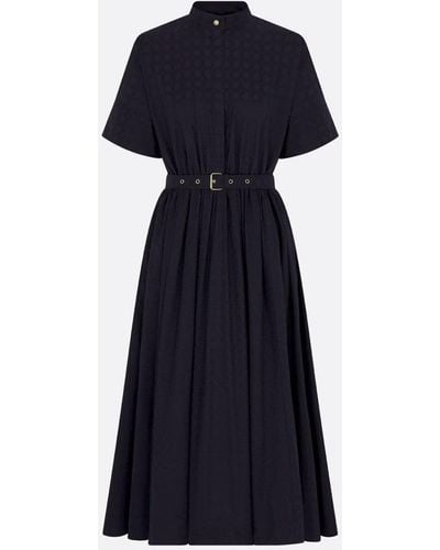 Dior Macrocannage Midi Dress With Belt - Black