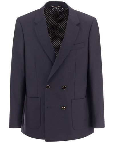PT Torino Double-breasted Jacket In Wool Blend - Blue