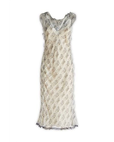 Fendi V-neck Sleeveless Dress - White
