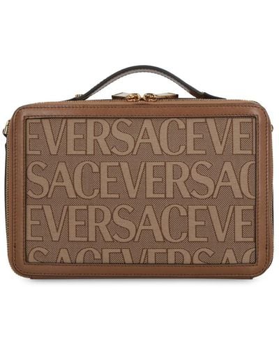 Versace Canvas Messenger Bag - Brown