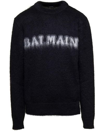 Balmain Retro Brushed Mohair Sweater - Black