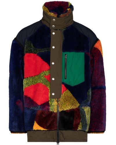 Sacai X Kaws Printed Faux Fur Jacket - Men's - Nylon/polyester/acrylic/cotton - Red