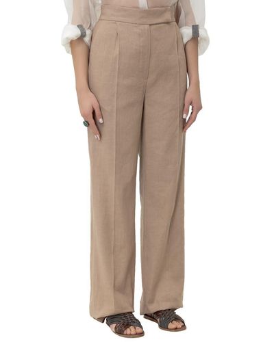 Brunello Cucinelli Trousers With Darts - Natural