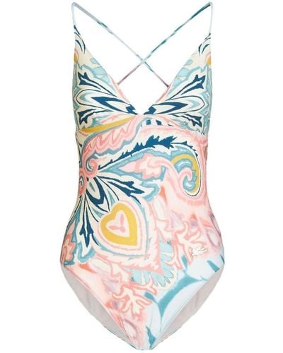 Etro All-over Graphic-print Swimsuit - Blue