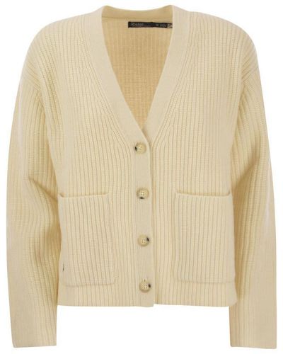 Polo Ralph Lauren Ribbed Wool And Cashmere Cardigan - Natural