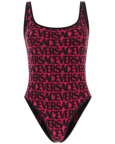 Versace Logo One-piece Swimsuit - Red