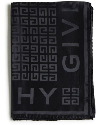 Givenchy Logo And 4g Silk Scarf - Black