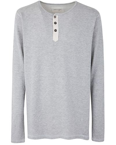 Greg Lauren Knit Henley Long Sleeved T-shirt Clothing - Gray