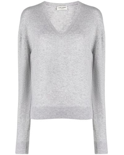 Saint Laurent Mélange Cashmere Sweater - Gray