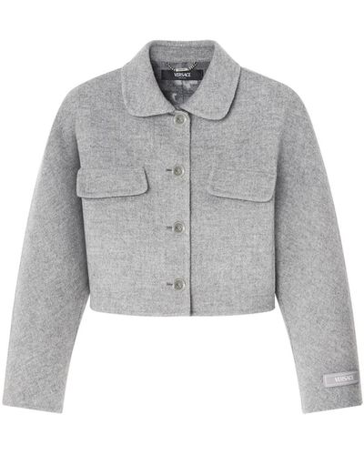 Versace Short Baroque Wool And Cashmere Jacket - Grey