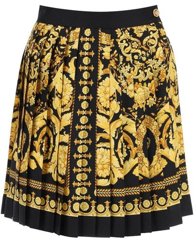 Versace Barocco Print Pleated Mini Skirt - Multicolour